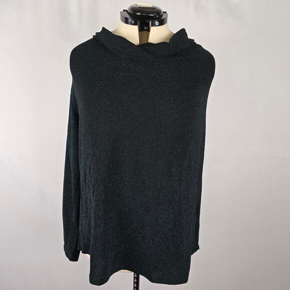 Grace Sweater Women's 1X Cowl Neck Long Sleeve Dark Green Metallic NWT - Picture 8 of 8